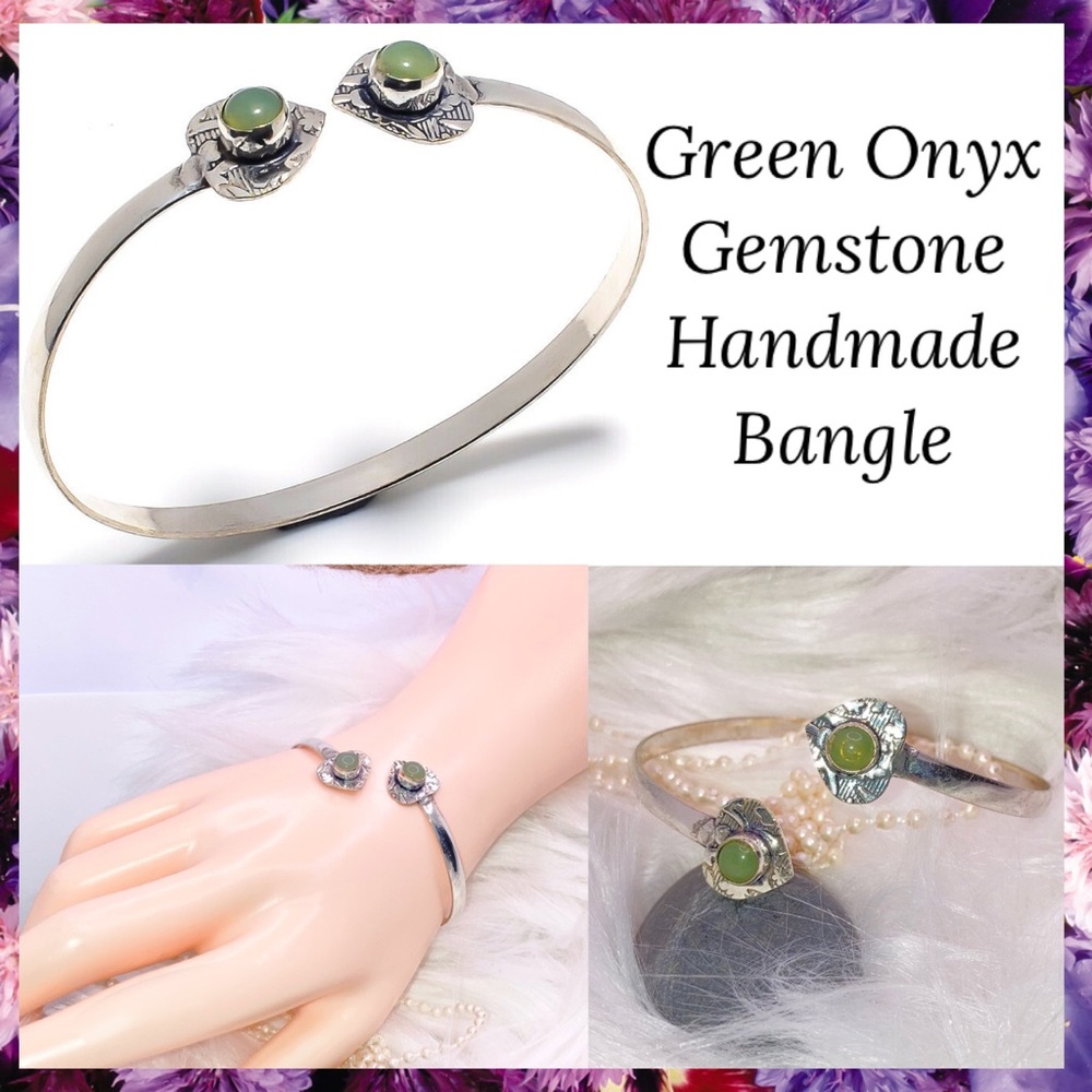 Green Onyx Gemstone Handmade Bangle Bracelet